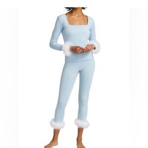 Sleeper Sky Blue Lounge Set with White Trim